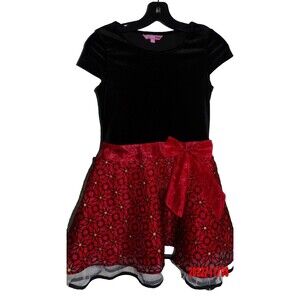 Glamour Girls Size 14 (girls) Christmas Holiday Dress Black & Red Worn Once!